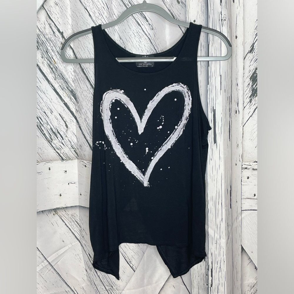 Bird & Vine heart splatter tank top split back S